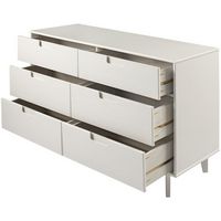 Walker Edison - Retro Solid Wood 6-Drawer Dresser - White - Large Front