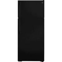 GE - 17.5 Cu. Ft. Top-Freezer Refrigerator with Edge-to-Edge Glass Shelves - Black - Large Front