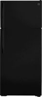 GE - 17.5 Cu. Ft. Top-Freezer Refrigerator with Edge-to-Edge Glass Shelves - Black - Large Front