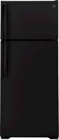 GE - 17.5 Cu. Ft. Top-Freezer Refrigerator with Edge-to-Edge Glass Shelves - Black - Large Front