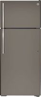 GE - 17.5 Cu. Ft. Top-Freezer Refrigerator with Edge-to-Edge Glass Shelves - Fingerprint resistan... - Large Front