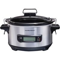 Hamilton Beach - Temp Tracker 6 Qt Digital Slow Cooker - Stainless Steel - Large Front