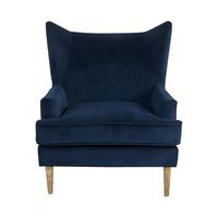 Finch - Mid-Century Modern Wing Chair - Dark Blue - Large Front