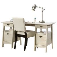 Sauder - Trestle Collection Rectangular 4-Drawer Table - Chalked Chestnut - Large Front