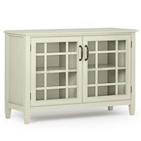 Simpli Home - Connaught Low Storage Cabinet - Antique White - Large Front