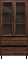 Walker Edison - 2-Drawer Storage Armoire Bookcase Cabinet - Dark Walnut - Large Front