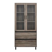 Walker Edison - 2-Drawer Storage Armoire Bookcase Cabinet - Gray Wash - Large Front