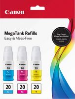 Canon - GI-20 3-Pack Ink Bottles - Cyan/Magenta/Yellow - Large Front