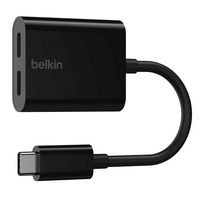 Belkin - USB-C Audio + Charge Adapter, USB-C PD Fast Charging - Black - Large Front