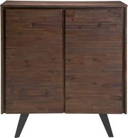 Simpli Home - Lowry Modern Industrial Solid Acacia Wood Medium Storage Cabinet - Distressed Charc... - Large Front