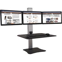 Victor - Electric Triple Monitor Standing Desk Riser - Black, Aluminum - Large Front