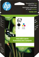 HP - 67 2-Pack Standard Capacity Ink Cartridges - Black/Tri-color - Large Front