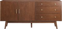 Walker Edison - Mid-Century Modern 2-Shelf 3-Drawer Sideboard - Walnut - Large Front