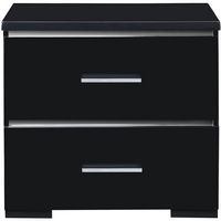 Finch - Belmont Rectangular Modern Contemporary Wood 2-Drawer Night Stand - Black - Large Front
