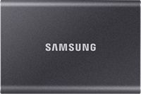 Samsung - T7 1TB External USB 3.2 Gen 2 Portable SSD with Hardware Encryption - Titan Gray - Large Front
