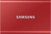 Samsung - T7 2TB External USB 3.2 Gen 2 Portable SSD with Hardware Encryption - Metallic Red - Large Front