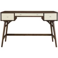 Adore Decor - Sutton Mid-Century Modern Wood 3-Drawer Writing Desk - Dark Brown - Large Front