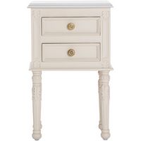 Finch - Richards Rectangular Rustic Wood 2-Drawer Side Table - Cream White - Large Front
