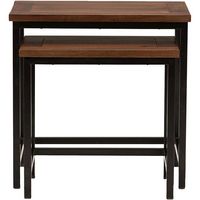 Simpli Home - Skyler 2 Pc Nesting Side Table - Dark Cognac Brown - Large Front