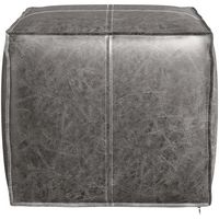 Simpli Home - Brody Square Pouf - Distressed Black - Large Front