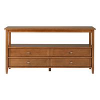 Simpli Home - Warm Shaker SOLID WOOD 60 inch Wide Transitional Wide Console Sofa Table in - Light... - Large Front