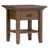 Simpli Home - Redmond SOLID WOOD 19 inch Wide Square Transitional End Side Table in - Rustic Natu... - Large Front