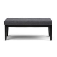 Simpli Home - Lacey 43 inch Wide Contemporary Rectangle Tufted Ottoman Bench - Slate Gray - Large Front