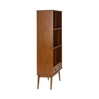 Simpli Home - Draper Mid-Century Modern Solid Hardwood 6-Shelf 2-Drawer Bookcase - Teak Brown - Large Front