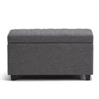Simpli Home - Darcy 34 inch Wide Contemporary Rectangle Storage Ottoman Bench - Slate Gray - Large Front