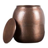 Simpli Home - Griffen Round Contemporary Iron Accent Side Table - Antique Copper - Large Front