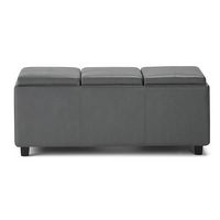 Simpli Home - Avalon 42 inch Wide Contemporary Rectangle Storage Ottoman - Stone Gray - Large Front