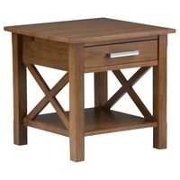 Simpli Home - Kitchener Rectangular Contemporary Wood 1-Drawer Side Table - Medium Saddle Brown - Large Front