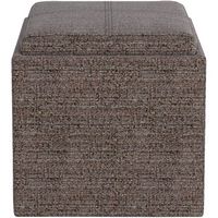 Simpli Home - Rockwood Square Contemporary Tweed Storage Ottoman - Mink Brown - Large Front