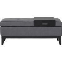 Simpli Home - Oregon Storage Ottoman Bench with Tray - Stone Gray - Large Front