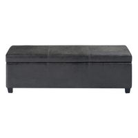 Simpli Home - Avalon Rectangular Contemporary Wood/Foam Bench Ottoman With Inner Storage - Distre... - Large Front