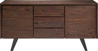 Simpli Home - Lowry Solid Acacia Wood and Metal 3-Drawer Sideboard Buffet - Distressed Charcoal B... - Large Front