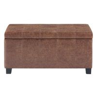 Simpli Home - Dover Rectangular Contemporary Wood/Foam Bench Ottoman With Inner Storage - Distres... - Large Front