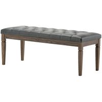 Simpli Home - Waverly Rectangular Traditional Faux Leather/Pine Wood Bench Ottoman - Slate Gray - Large Front