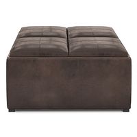 Simpli Home - Avalon 35 inch Wide Contemporary Square Coffee Table Storage Ottoman - Distressed B... - Large Front