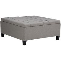 Simpli Home - Harrison 36 inch Wide Transitional Square Coffee Table Storage Ottoman in Dove Grey... - Large Front