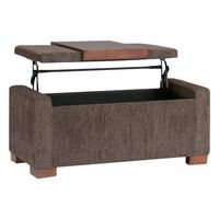 Simpli Home - Bretton Rectangular Contemporary Metal/Fabric Ottoman With Inner Storage - Deep Umb... - Large Front