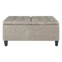 Simpli Home - Harrison 36 inch Wide Transitional Square Coffee Table Storage Ottoman in Distresse... - Large Front