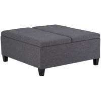 Simpli Home - Ellis Contemporary Wood/Engineered Wood Ottoman - Slate Gray - Large Front