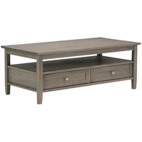 Simpli Home - Warm Shaker Rectangular Rustic Wood 2-Drawer Coffee Table - Distressed Gray - Large Front