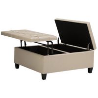 Simpli Home - Harrison 36 inch Wide Transitional Square Coffee Table Storage Ottoman in Faux Leat... - Large Front