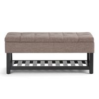 Simpli Home - Saxon 44 inch Wide Traditional Rectangle Storage Ottoman Bench - Fawn Brown - Large Front