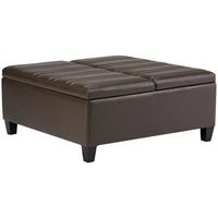 Simpli Home - Ellis Contemporary Wood/Polyurethane Faux Leather Ottoman - Chocolate Brown - Large Front