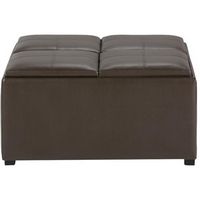 Simpli Home - Avalon Square Contemporary Polyurethane Faux Leather Storage Ottoman - Chocolate Brown - Large Front