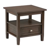 Simpli Home - Warm Shaker SOLID WOOD 20 inch Wide Rectangle Transitional End Side Table in - Farm... - Large Front