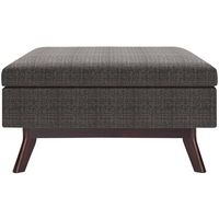 Simpli Home - Owen Rectangular Mid-Century Modern Tweed Ottoman With Inner Storage - Ebony - Large Front
